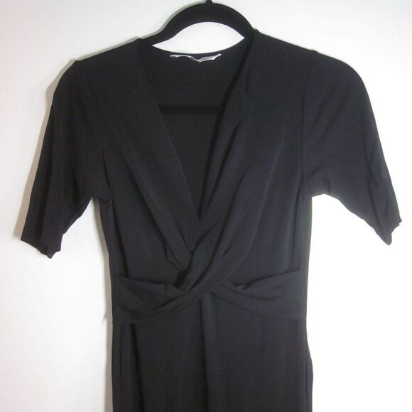 Diane Von Furstenberg Black Fitted Twist Front Dress Marked Size 6  32” Bust - Picture 9 of 12